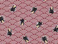 Seigaiha Katze rot Seigaiha Katze rot