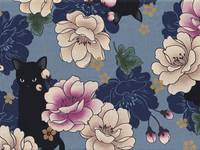 Katzen & Blumen blau Katzen & Blumen blau