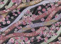 Blumen auf Wellen schwarz Chirimen Blumen auf Wellen schwarz Chirimen