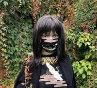 Gesichtsmaske Kranich Gold Schwarz Gesichtsmaske Kranich Gold Schwarz