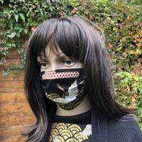 Gesichtsmaske Kranich Gold Schwarz Gesichtsmaske Kranich Gold Schwarz