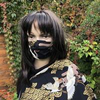 Gesichtsmaske Kranich Gold Schwarz Gesichtsmaske Kranich Gold Schwarz