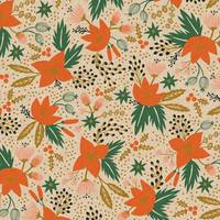 Cotton+Steel Holiday Classics - Poinsettia - Natural Canvas Metallic Cotton+Steel Holiday Classics - Poinsettia - Natural Canvas Metallic