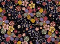 Blüten schwarz Chirimen Blüten schwarz Chirimen