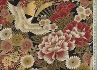 Kranich und Fächer schwarz rot Kranich und Fächer schwarz rot