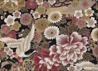 Kranich und Fächer schwarz rot Kranich und Fächer schwarz rot