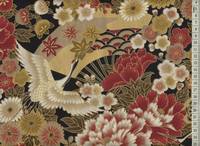 Kranich und Fächer schwarz rot Kranich und Fächer schwarz rot