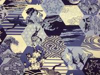 Hokusai: Edo Hexagon blue Hokusai: Edo Hexagon blue