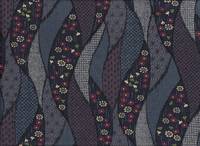 Blumen Wellen blau grau Chirimen Blumen Wellen blau grau Chirimen