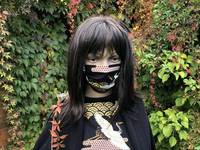 Gesichtsmaske Kranich Gold Schwarz Gesichtsmaske Kranich Gold Schwarz