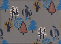 Wachstuch Vögel im Wald grau Wachstuch Vögel im Wald grau