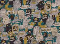 Wachstuch Little Monster petrol Wachstuch Little Monster petrol