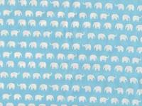 Wachstuch Elefanten klein weiß auf blau