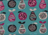 Wachstuch Birne & Apfel türkis Wachstuch Birne & Apfel türkis