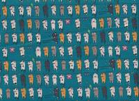 Wachstuch Katzenwäsche petrol Wachstuch Katzenwäsche petrol