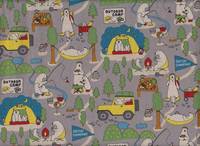 Wachstuch Camping Bear gray Wachstuch Camping Bear gray