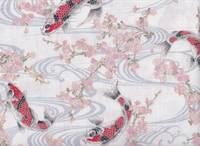 Wachstuch Koi & Sakura weiß Wachstuch Koi & Sakura weiß
