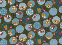 Wachstuch Shiba Inu grün Wachstuch Shiba Inu grün