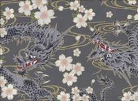Wachstuch Drache & Sakura grau Wachstuch Drache & Sakura grau