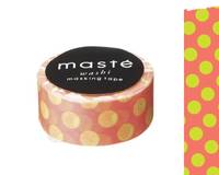 Washi Tape dots neon red 15mm Washi Tape dots neon red 15mm