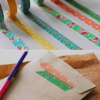 Washi Tape Rose pink 3er Set 15mm Washi Tape Rose pink 3er Set 15mm