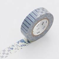 Washi Tape flower dark blue 15mm