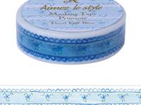 Washi Tape Floral Frill Blue 15mm