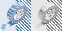 Washi Tape stripe 2er Set light blue/silver 15mm
