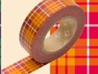 Washi Tape tartan checked orange 15mm