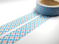 Washi Tape blue red grids 15mm