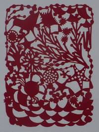 Paper-cutting seal. silk paper. sandy beach. wine Paper-cutting seal. silk paper. sandy beach. wine
