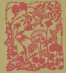 Paper-cutting seal. silk paper. road side. rose Paper-cutting seal. silk paper. road side. rose