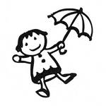 Stempel Mädchen mit Schirm