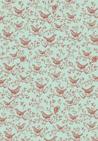 Wrap Sheet - Poster - Birds Aqua/Red Wrap Sheet - Poster - Birds Aqua/Red
