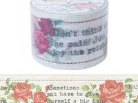 Wide Washi Tape Typing Letters & Roses 38mm