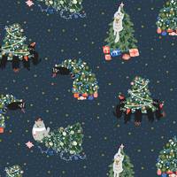 Cotton+Steel Rockin' Around The Catmas Tree - Evening Sky Metallic Cotton+Steel Rockin' Around The Catmas Tree - Evening Sky Metallic