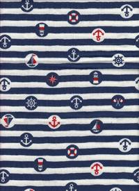 Anker Streifen blau double gauze Anker Streifen blau double gauze