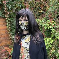 Gesichtsmaske Kranich Chrysanthemen Gold Gesichtsmaske Kranich Chrysanthemen Gold