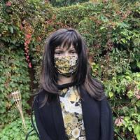 Gesichtsmaske Kranich Chrysanthemen Gold Gesichtsmaske Kranich Chrysanthemen Gold