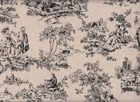 Wachstuch Toile De Jouy 2 schwarz Wachstuch Toile De Jouy 2 schwarz