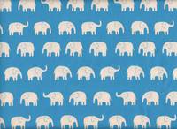 Wachstuch Elefanten groß weiß auf blau