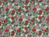 Reststück Wachstuch Erdbeeren hellblau 63cm Reststück Wachstuch Erdbeeren hellblau 63cm