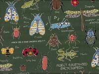 Wachstuch Insect Encyclopedia grün Wachstuch Insect Encyclopedia grün