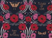 Wachstuch Poppy and butterflies navy Wachstuch Poppy and butterflies navy
